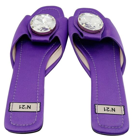 N°21 Purple Sandal Slide Crystal Accent Slippers Size 11 - Picture 5 of 12